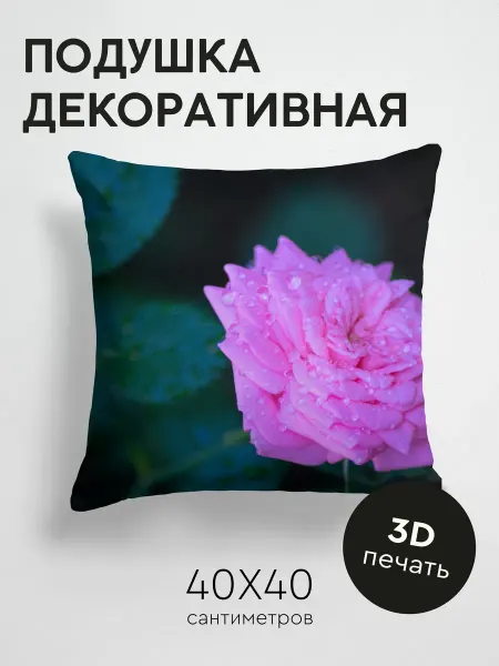 365home Подушка декоративная, 40x40см Макро роза цветок