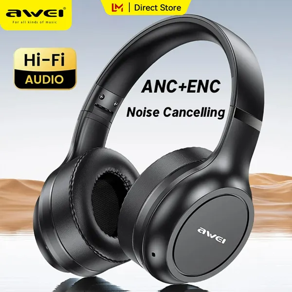Беспроводные наушники Awei AT5 с ANC и ENC, Bluetooth 5.4, до 38 часов работы, глубокий бас