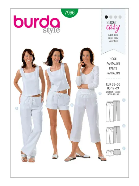 Burda Выкройка 7966 Брюки, бриджи, шорты