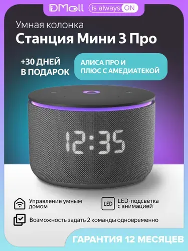 Умная колонка Яндекс Станция Мини 3 Про, черный