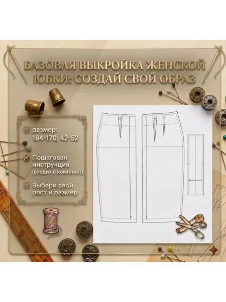 Выкройка женской юбки базовая