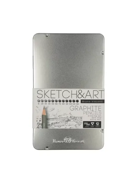 BrunoVisconti Набор мягк. черногр. карандашей В-12В SKETCH&ART, 12 шт