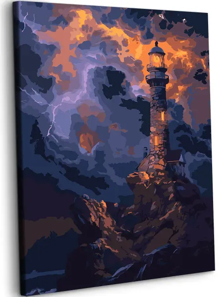 Art on Canvas Буря у маяка Картина по номерам на холсте 40х50 см