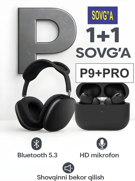 Беспроводные Bluetooth-наушники P9 + PRO с микрофоном, полноразмерные