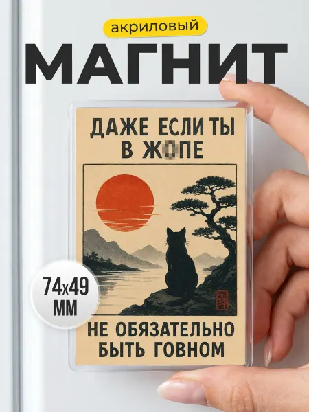 Магнит акрил с котом на холодильник - подарок другу