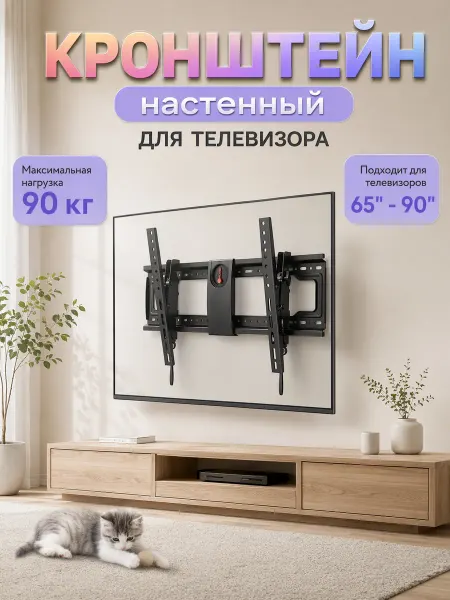 KRONI Кронштейн для телевизора DF80-T черный 65"-90" макс.90кг