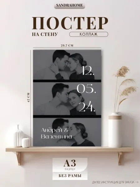 Постер по фото Коллаж "Дата и имена" А3