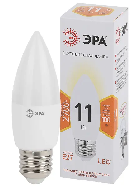 ЭРА Лампа светодиодная STD LED B35-11W-827-E27 E27 Е27 11Вт