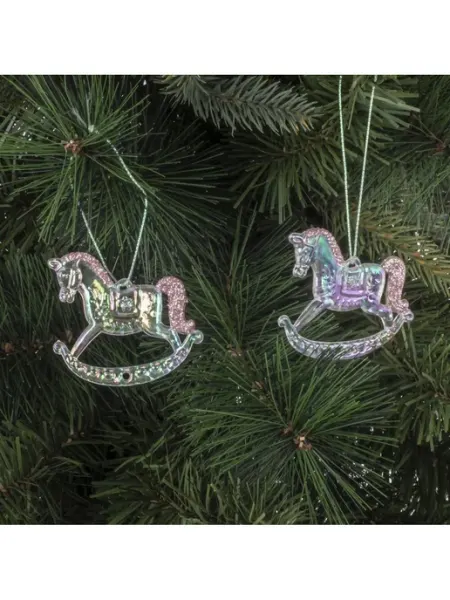 GoodGifts Нужные подарки! Елочное украшение из 2-х "Розововласые Лошадки" 5.5х0.5х4.5