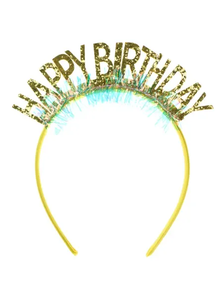 Wild Bubble Ободок, Happy Birthday, Золото, с блестками, 1 шт
