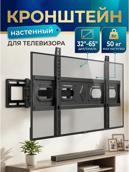KRONI Кронштейн для телевизора выдвижной двухплечевой