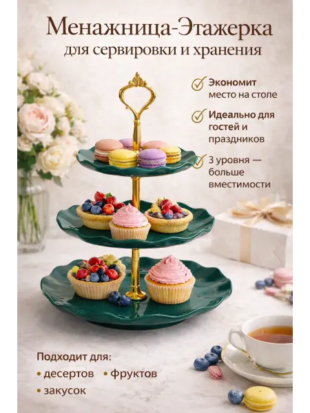 Менажница-фруктовница 3 яруса этажерка