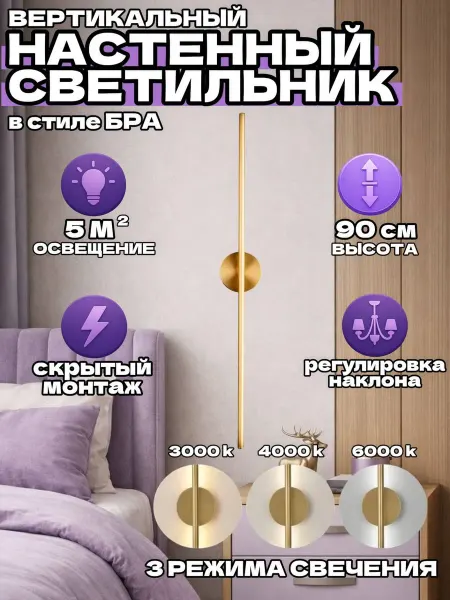 Настенный вертикальный светильник Бра