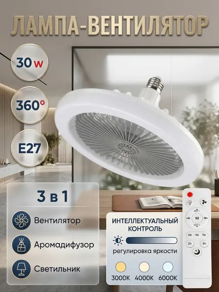 Лампа потолочная с вентилятором на потолок с пульт на кухню