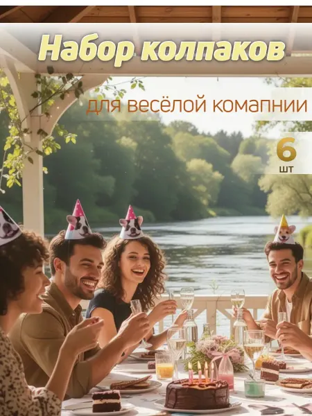 Весёлая затея Колпаки для праздника 6шт собачки