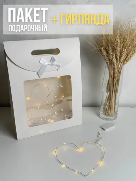 Упакуй красиво! Подарочная коробка пакет с гирляндой