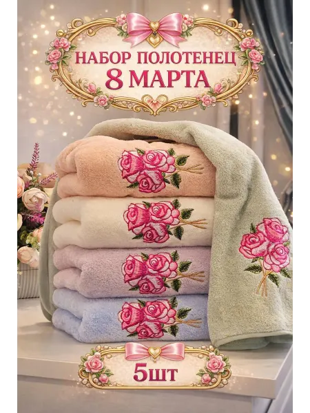 Boni Home Полотенца кухонные из микрофибры набор подарочный на 8 марта