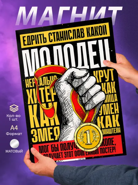 Розовый Гусь Магнит подарок Стасу А4