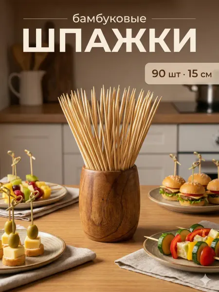 Сима-Ленд & UPAK LAND Шпажки для фуршета деревянные 15 см
