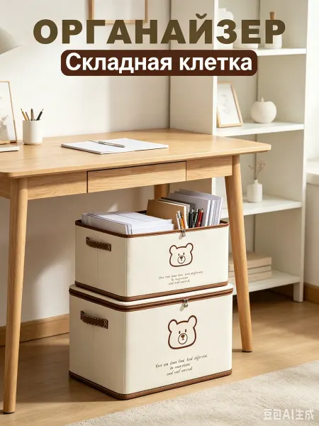 Xiaomi Коробка Ми белый с мишкой, органайзер для одежды