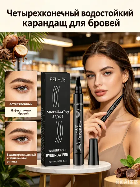 Eelhoe четырехконечный водостойкий карандаш для бровей