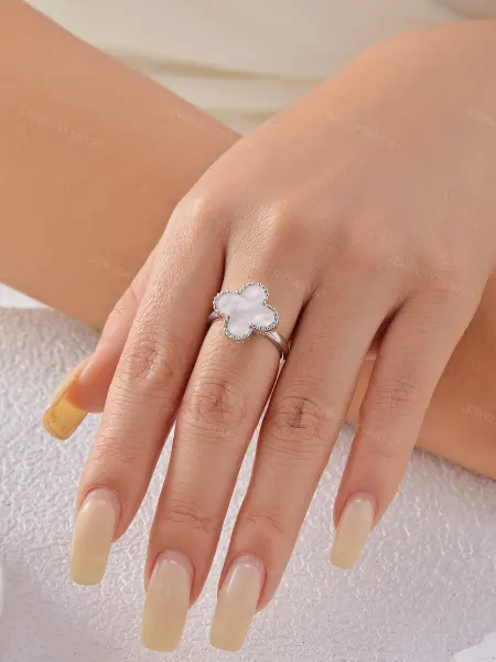 JEWELRYTANYA кольцо клевер чёрный бижутерия безразмерное перстень