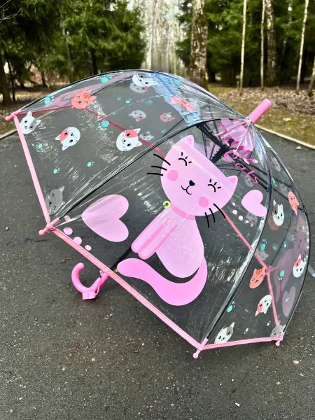 Small Joy Зонт трость детский прозрачный полуавтомат Котики