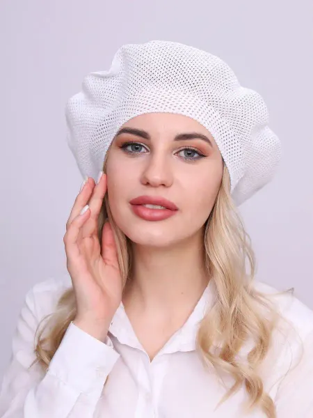 Olimp_Knit Берет летний ажурный ободок хлопок