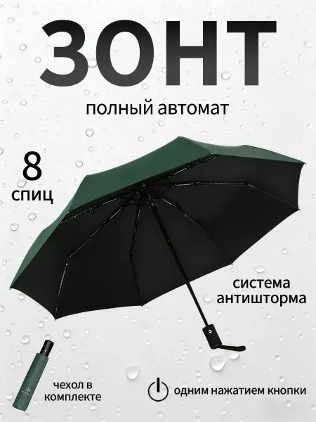 Компактный зонт автомат антиветер, легкий от дождя