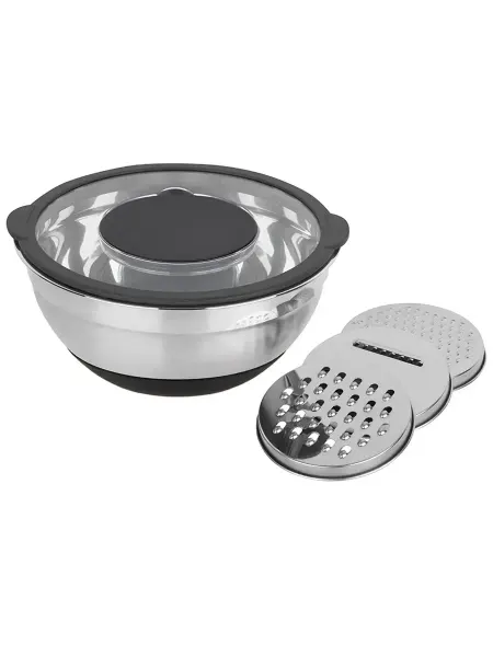 Mallony Миска 4,5 л AMARENA из нерж стали с крышкой-тёркой (3 тёрки)