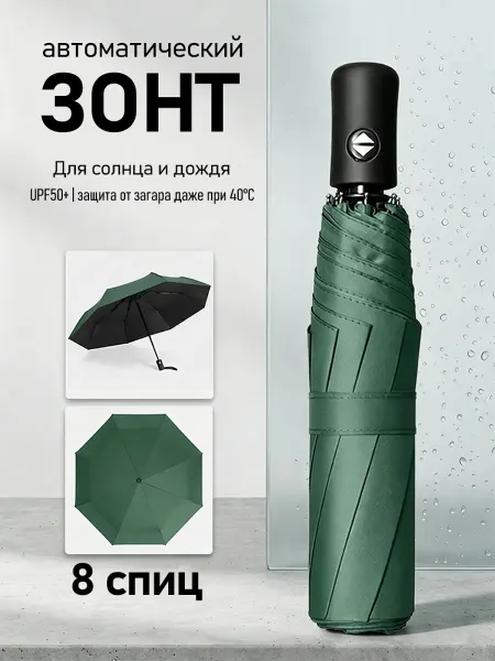 Зонт автоматический однотонный зелёный