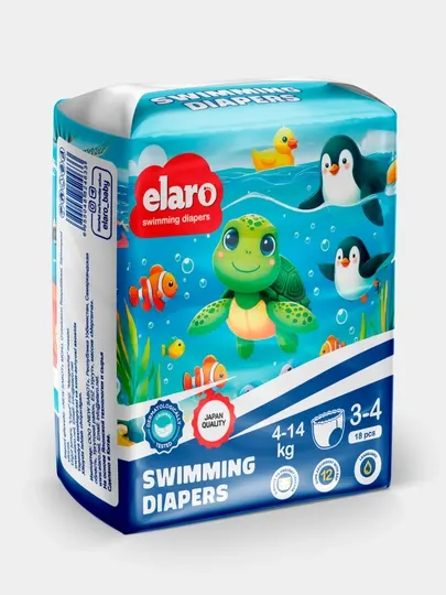 Elaro SWIMMING DIAPERS Подгузники для бассейна, 3 - 4, 18 шт, 4 - 14 кг