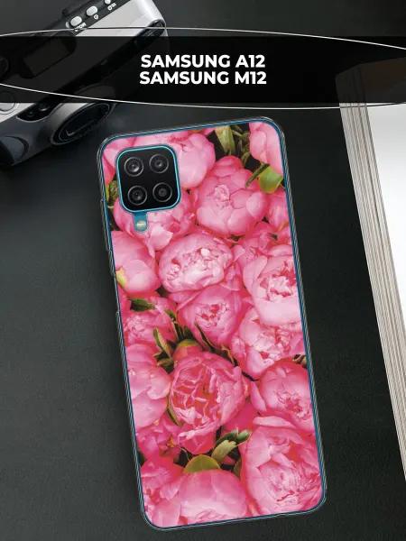 Samsung Чехол на Galaxy A12 M12 пионы