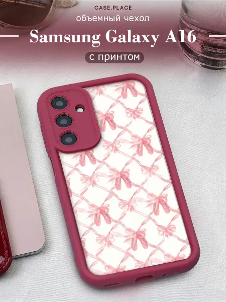 Samsung Чехол на A16 объемный с принтом с бантиками