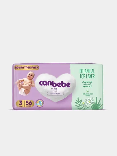 Детские подгузники Canbebe, размер 3, (4-9 кг), 56 шт