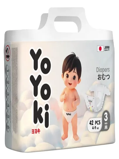Подгузники липучки Yoyoki для детей 3, 4-9 кг, 42 шт