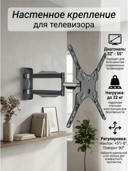 KRONI Кронштейн для телевизора в гостиную 32-55, угол
