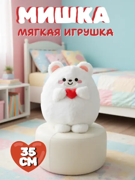Toys Room Мягкая игрушка Мишка с сердцем 35 см