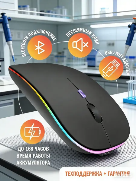 Беспроводная Мышь Беспроводная Bluetooth мышка для компьютера LUX 500 mAh