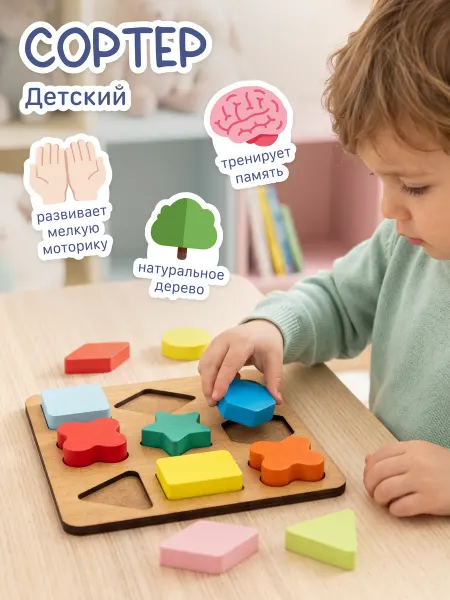 Alatoys Сортер Монтессори Развивающие игрушки деревянные