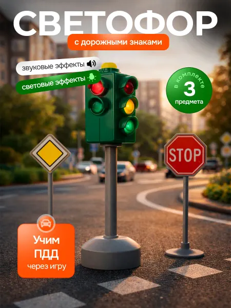 Vulpes Детский дорожный игровой набор светофор и знаки