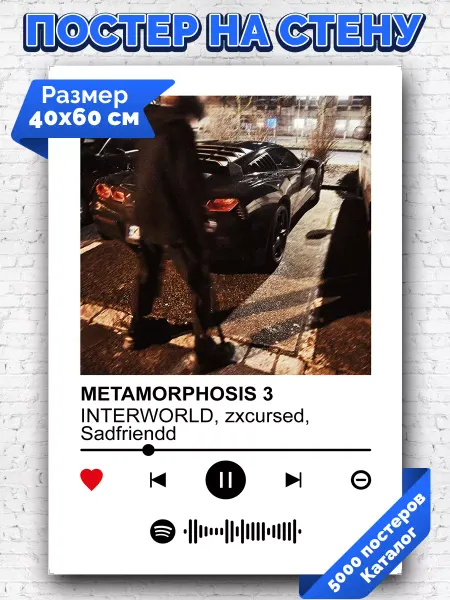 Arthata-spotify постер Спотифай постер Спотифай постер INTERWORLD, zxcursed - METAMORPHOSIS 3 40х60