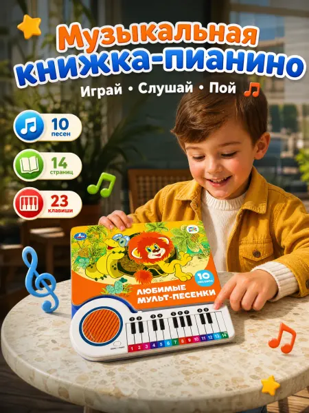 Умка Музыкальная книжка для малышей картонная развивающая книга