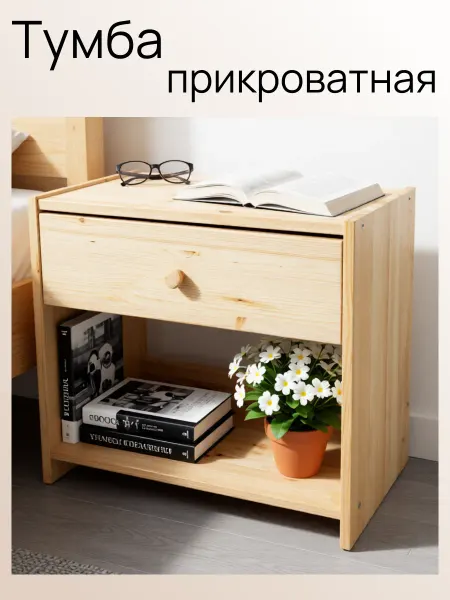 Икеа Тумба прикроватная РАСТ RAST c 1 ящиком,массив сосны