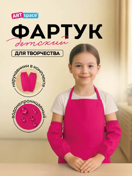 ArtSpace Фартук с нарукавниками, 53,5*44,5 см, 3 кармана, малиновый