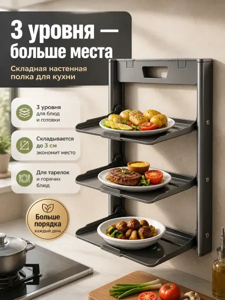 Трехъярусная складная подставка на присосках