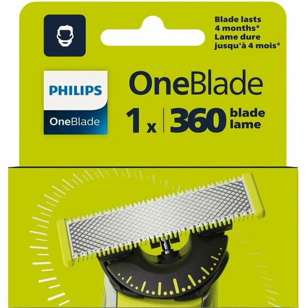 Cменные лезвия насадка для триммера Philips Oneblade, 360 градусов, QP410/50, 1шт