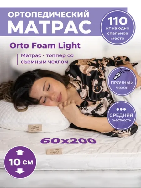 VENTO RAT Матрас топпер ППУ 60х200 ортопедический