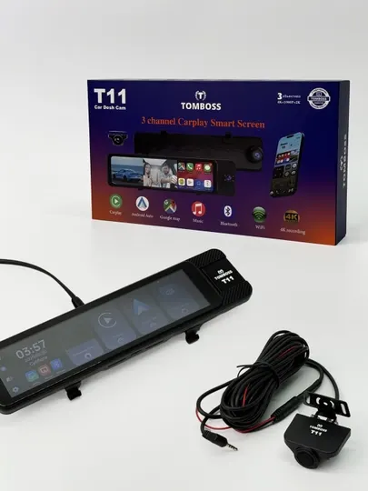 Видеорегистратор TOMBOSS T11, камера 4K, Wi-Fi видеонаблюдение, антирадар, 3 камеры