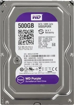 Western Digital 500 ГБ Внутренний жесткий диск, 3.5", 7200 об/мин (WD05PURX)